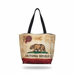Robin Ruth California Republic Grizzly Graphic Canvas Medium Tote Bag